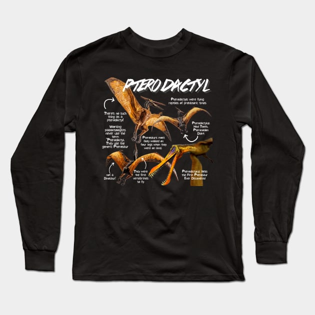 Pterodactyl Fun Facts Long Sleeve T-Shirt by Animal Facts and Trivias